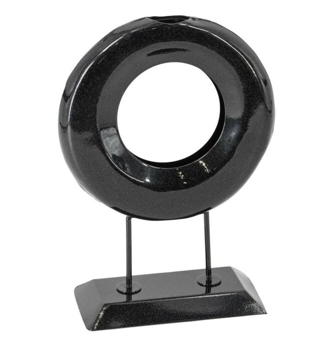 Ornament metaal donut black marble 