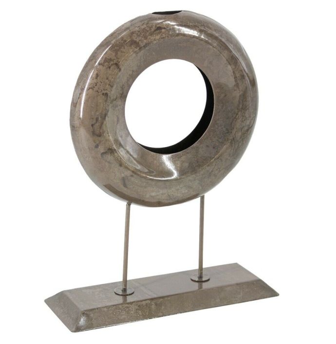 Metalen ornament donut pink stone