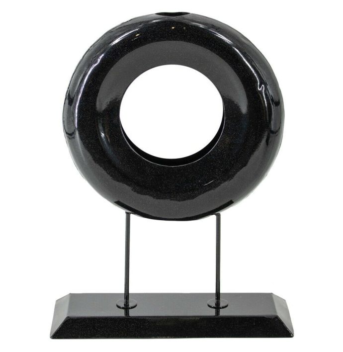 Ornament metaal donut black marble