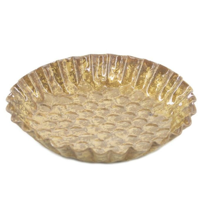 Schaaltje metaal honeycomb peach