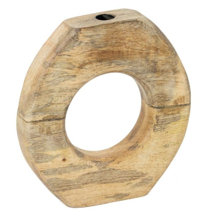 Houten kaarsenstandaard donut naturel