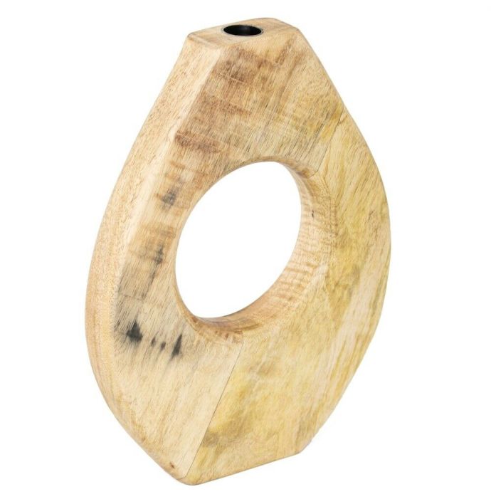 Houten kaarsenstandaard donut naturel