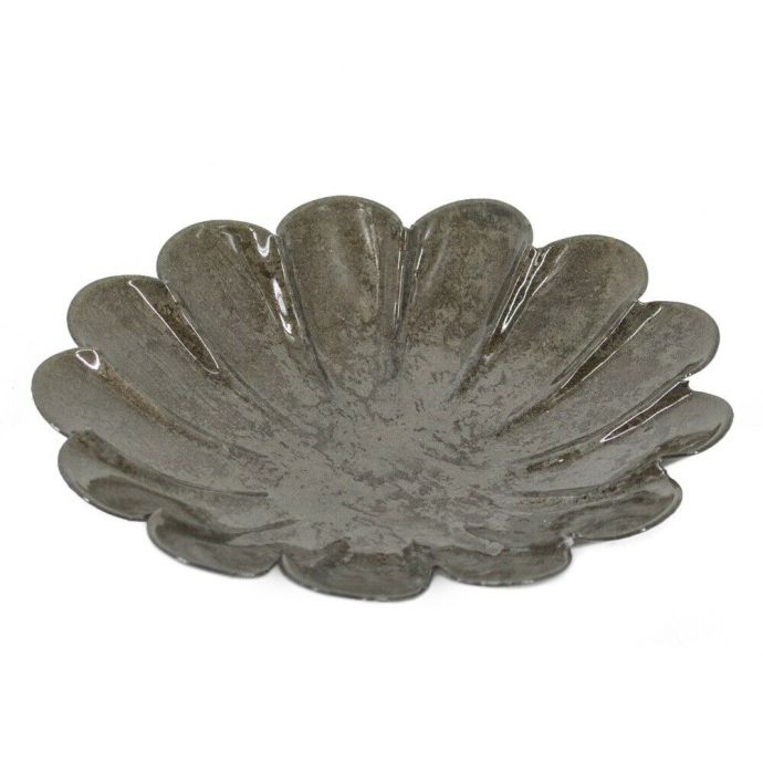 Metalen schaaltje bloem olive 