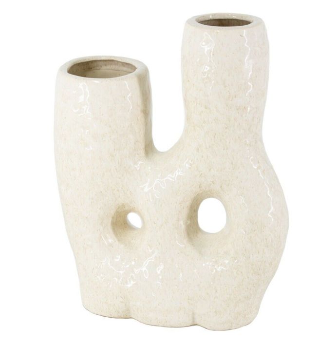 Aardewerk vaas donut beige