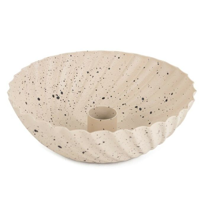 Metalen kaarsenstandaard bowl sand dots