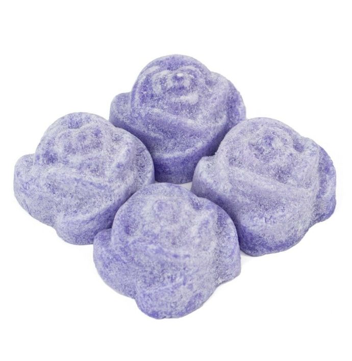 Organza zakje met 4x amberblokje roos ´Lavender´