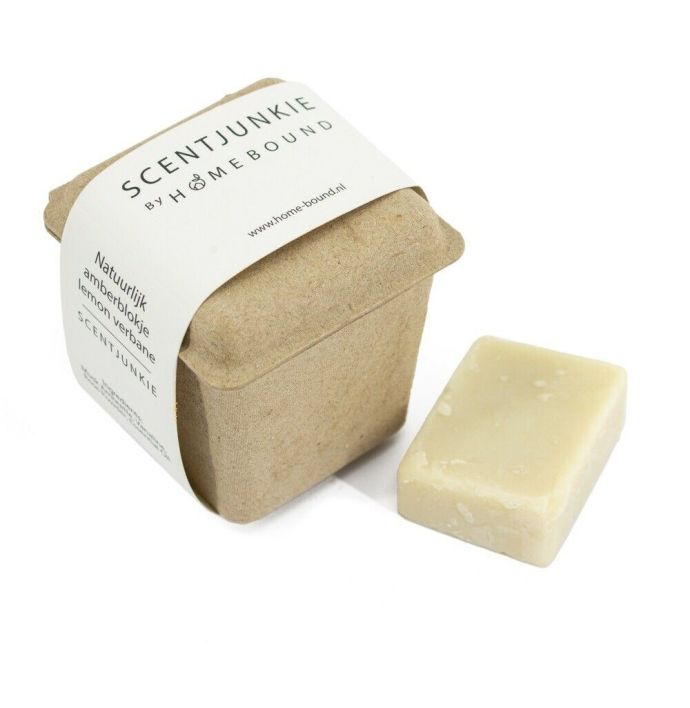 Natuurlijk amberblokje in een doosje ´Lemon Verbena´