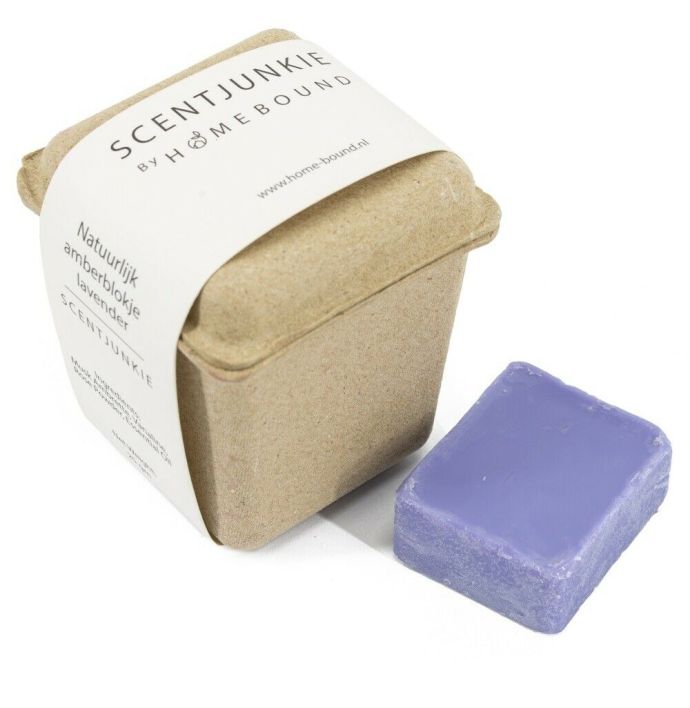 Natuurlijk amberblokje in een doosje ´Lavender´