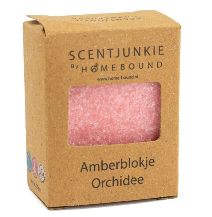 Amberblok in doosje ´Orchidee´
