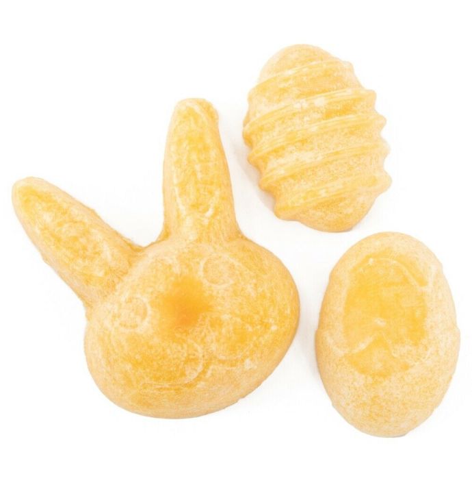 Organza zakje met 3x amberblokje konijn en ei ´Lily´