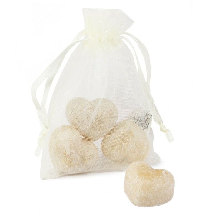 Organza zakje met 3x amberblokje hart ´Sultan´