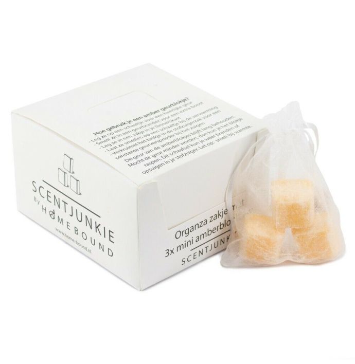 Organza zakje met 3x mini amberblokje ´Lily´