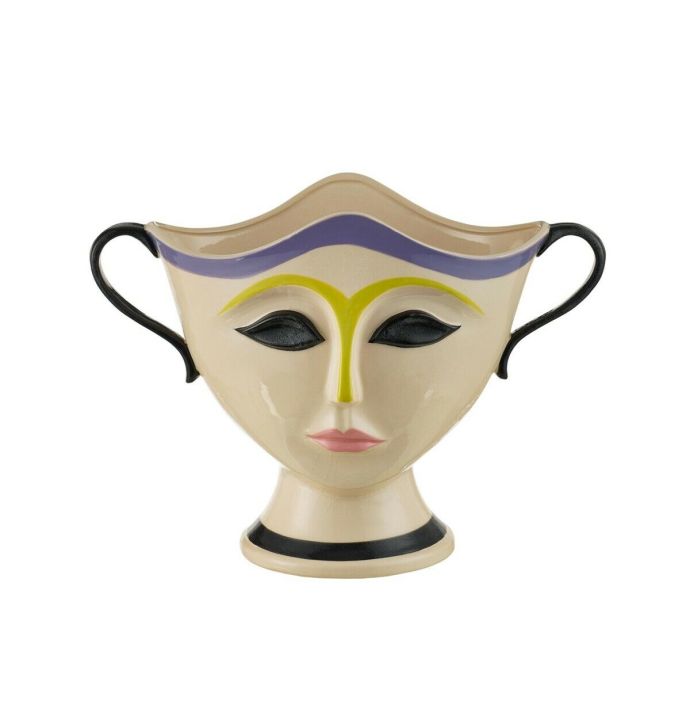 Aardewerk schaal gezicht