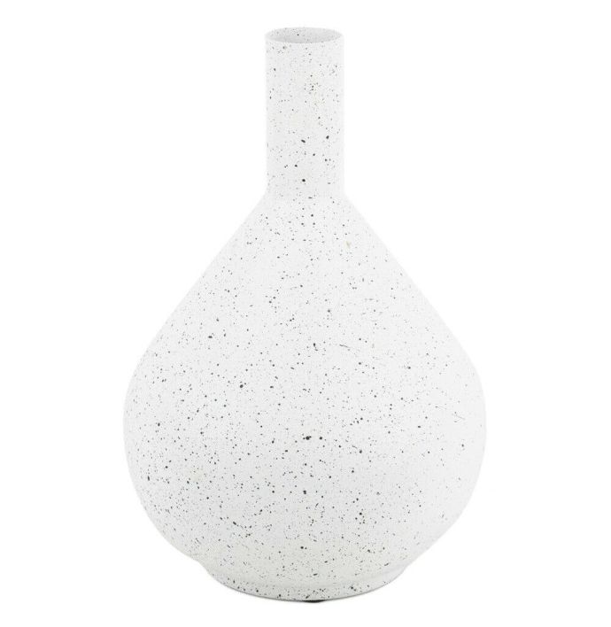 Metalen ornament vaas white dots