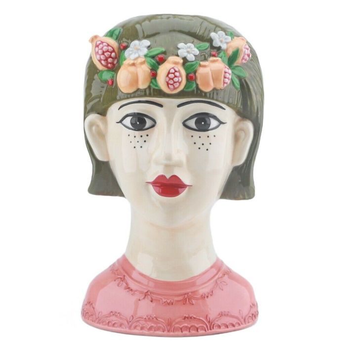 Vaas gekleurd vrouw bloemenkrans 