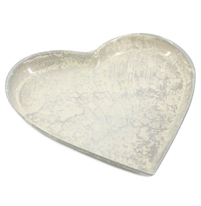 Metalen tray hart white marble 