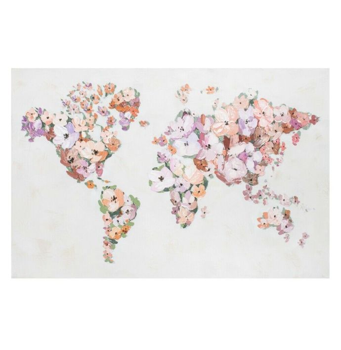 Schilderij wereldkaart 3D