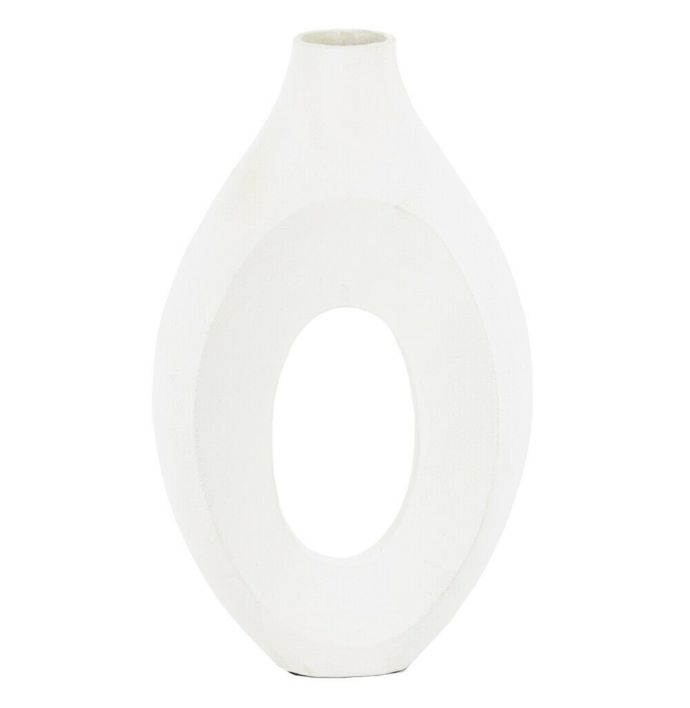 Vaas metaal donut wit