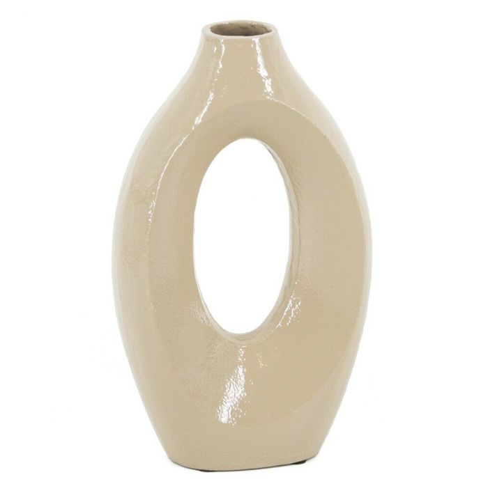 Vaas metaal donut beige