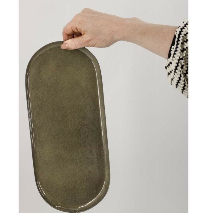 Metalen dienblad ovaal olive