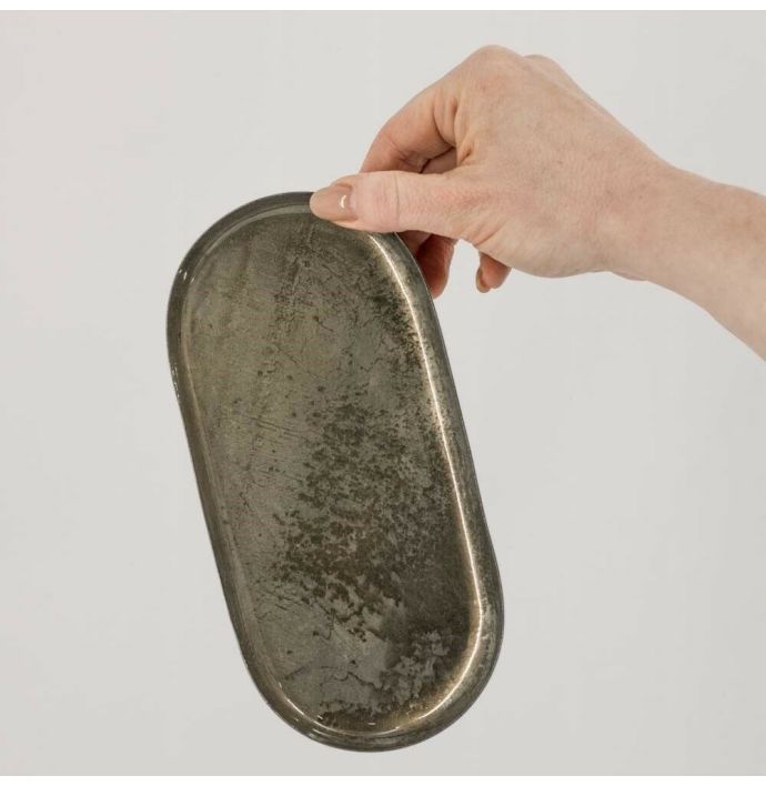 Metalen dienblad ovaal olive