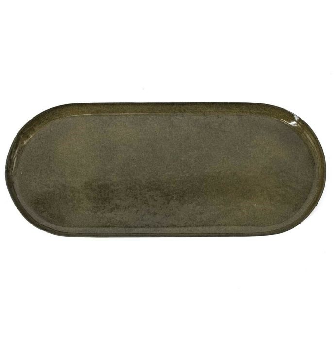 Metalen dienblad ovaal olive
