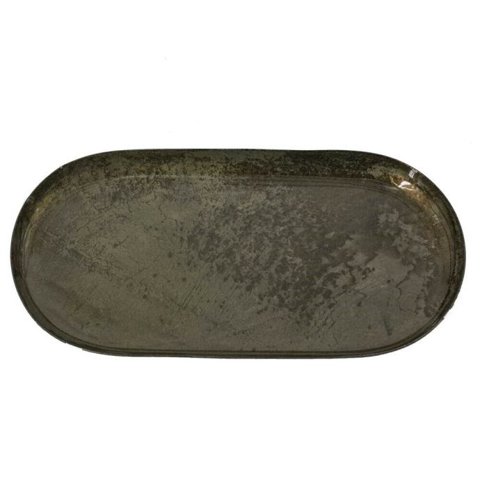 Metalen dienblad ovaal olive