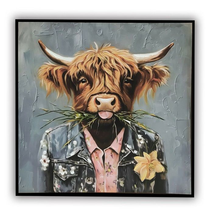 Schilderij 'Schotse hooglander gras'