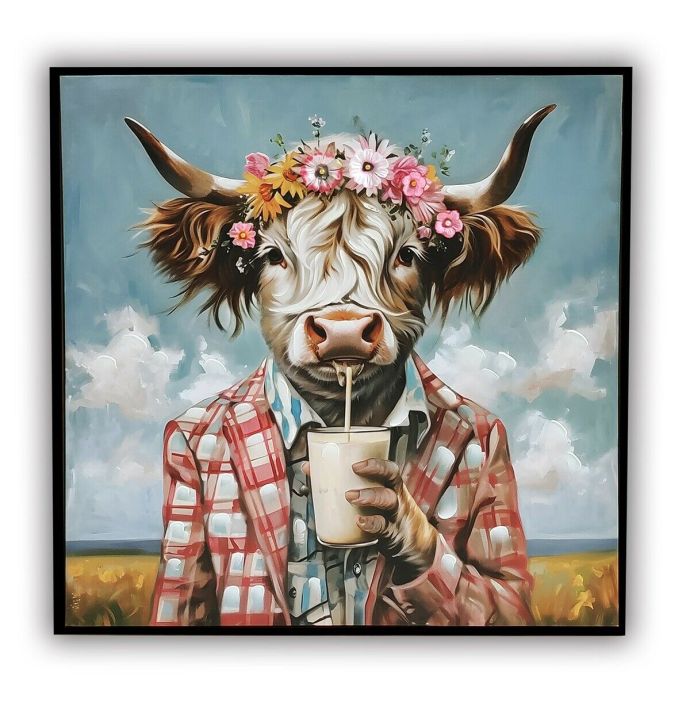 Schilderij 'Schotse hooglander melk'