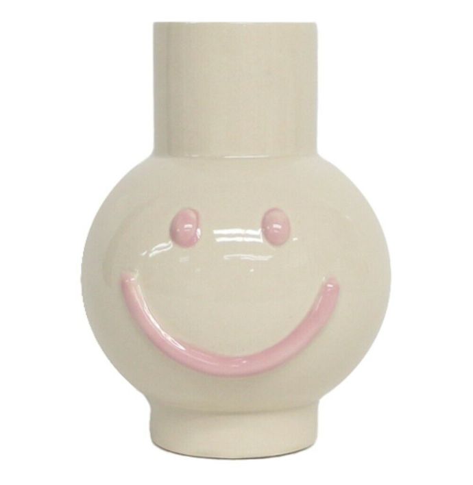 Aardewerk vaas smiley roze 