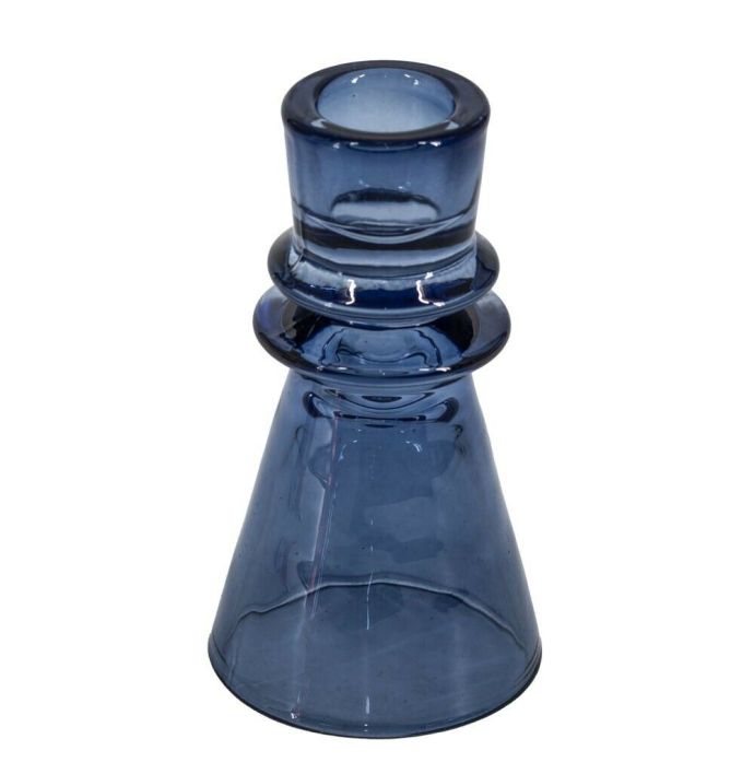 Glazen kaarsenstandaard blauw