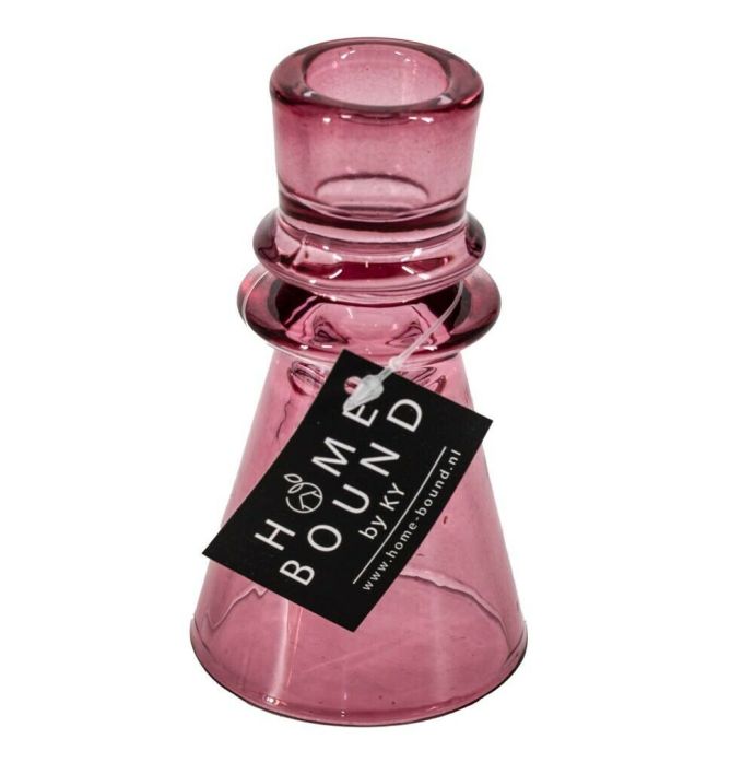 Glazen kaarsenstandaard roze