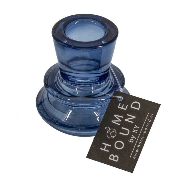 Glazen kaarsenstandaard blauw