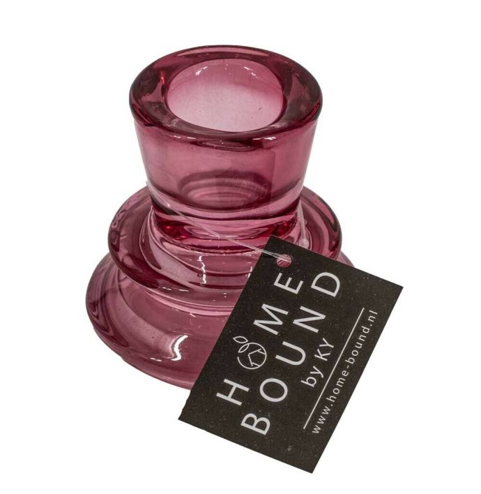 Glazen kaarsenstandaard roze