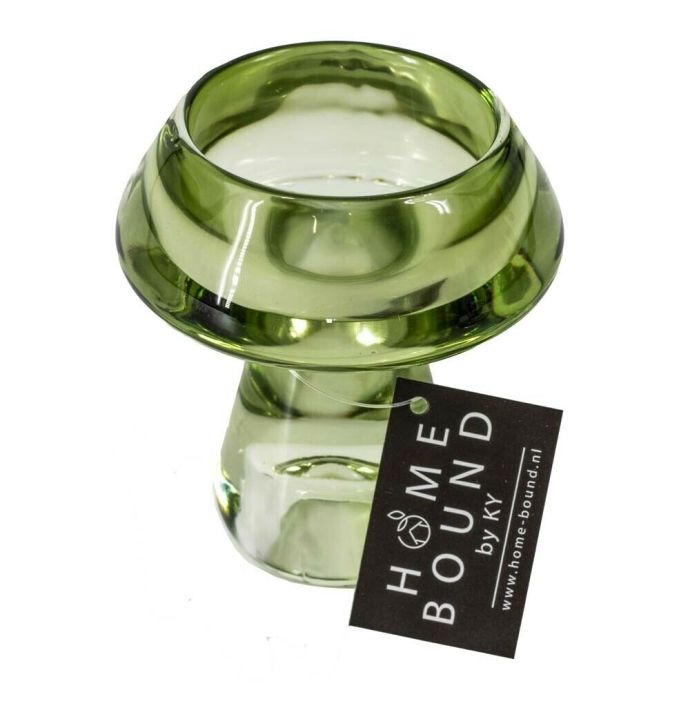 Glazen waxine- en kaarsenstandaard groen