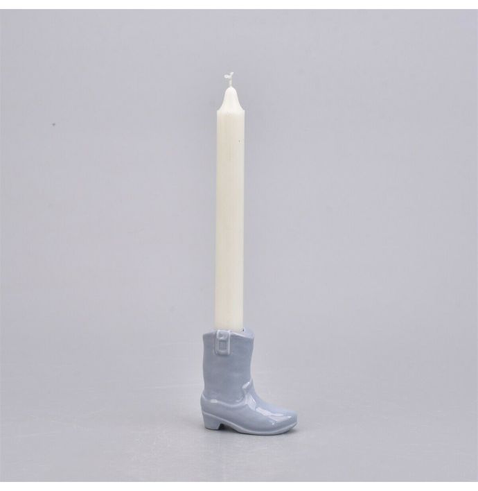Aardewerk kaarsenstandaard cowboy laars blauw
