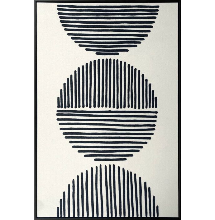 Schilderij cirkels zwart/wit 80x120cm