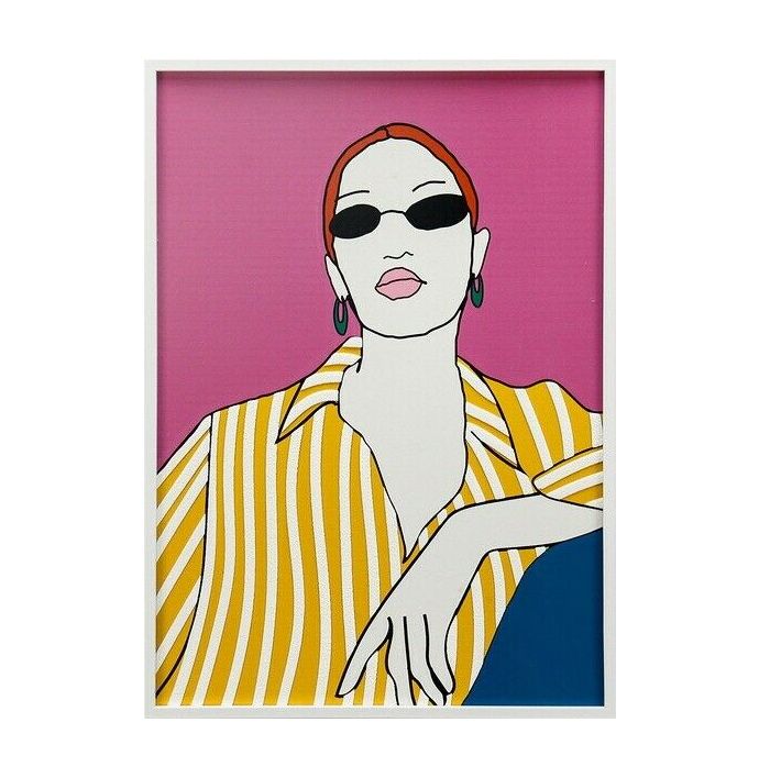 Schilderij line art vrouw met relief