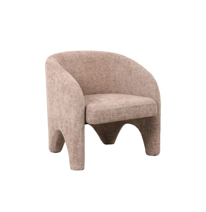 Fauteuil Elle in stof chenille zand