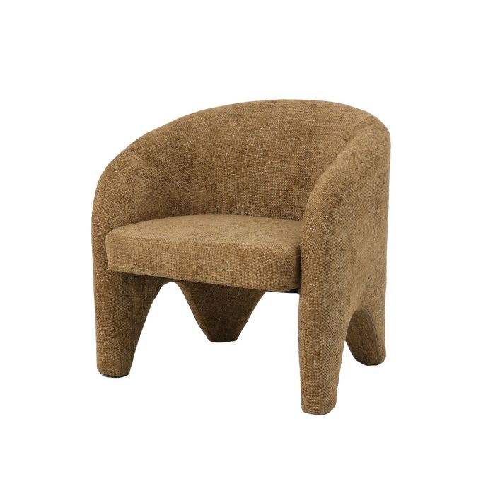 Fauteuil Elle in stof chenille oker