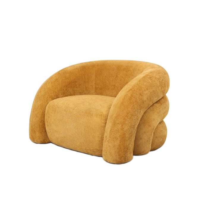 Fauteuil Senna in stof chenille oker