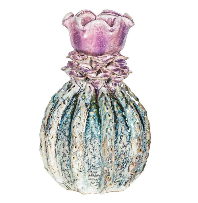 Aardewerk vaas flower unique pink