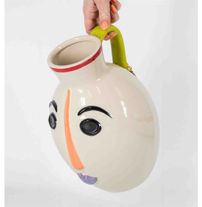 Aardewerk vaas gezicht