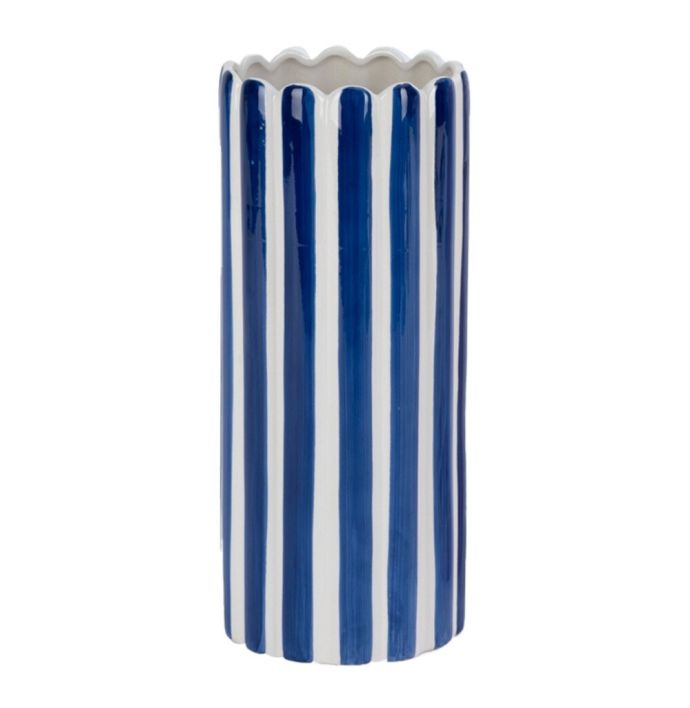 Aardewerk vaas stripe dark blue
