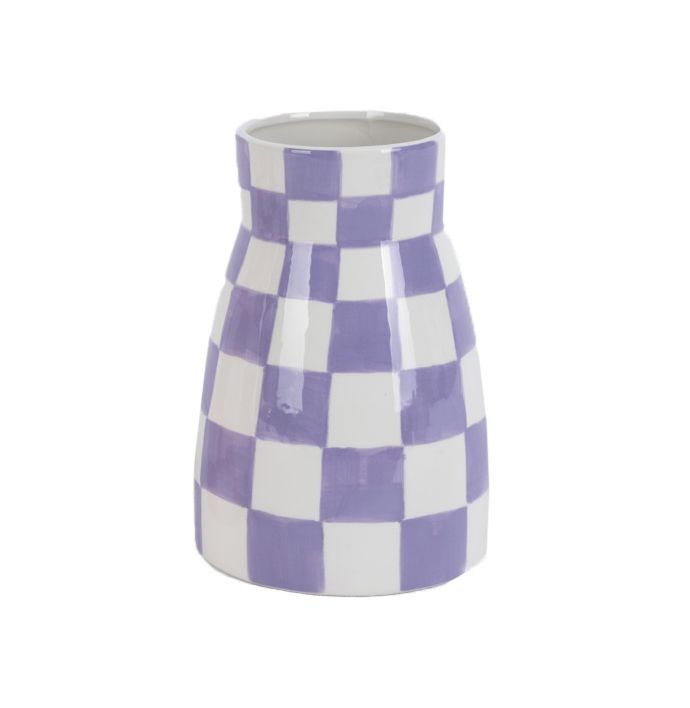 Aardewerk vaas check lilac