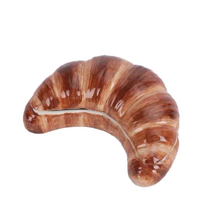 Aardewerk bakje met deksel croissant