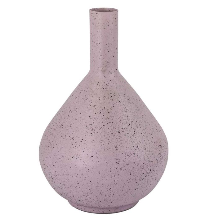 Metalen vaas lila dots 
