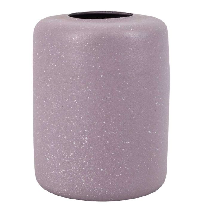 Metalen vaas lila en wit gestippeld