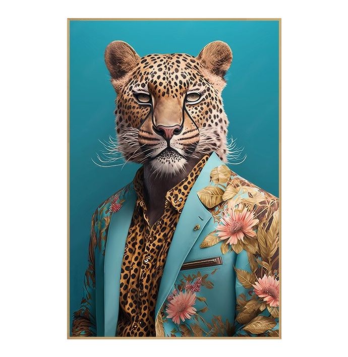 Schilderij tempered glass 'Diamanten Cheetah'