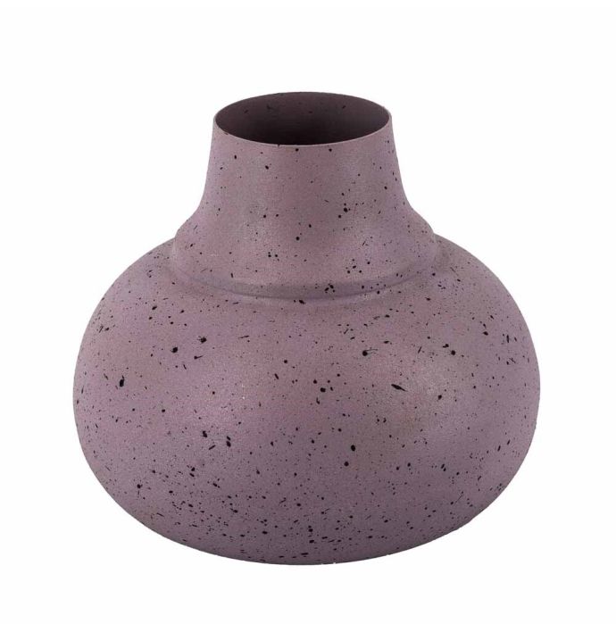 Metalen vaas lila dots 